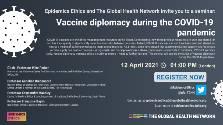 Seminars Upcoming Seminar: Vaccine diplomacy during the COVID-19 pandemic Monday 12 April | 01:00 PM (London) |